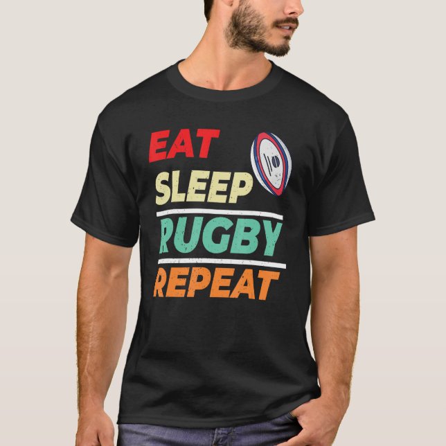 Eat Sleep Rugby Repeat Rugby Sports Men Women Kids T-Shirt (Front)