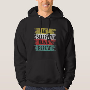 Eat Sleep Run Repeat Funny Cross Country Marathon Hoodie