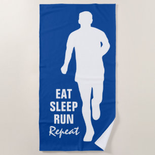 EAT SLEEP RUN REPEAT funny running beach towel