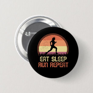 Eat Sleep Run Repeat Retro Athlete Marathon 6 Cm Round Badge