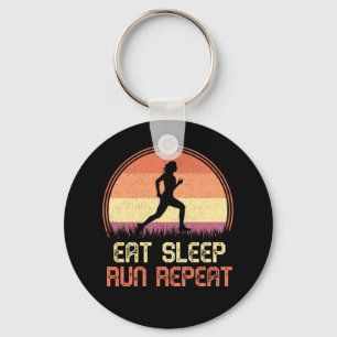 Eat Sleep Run Repeat Retro Athlete Marathon Key Ring