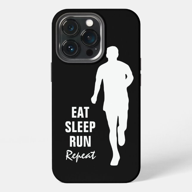 Eat Sleep Run Repeat runner silhouette iPhone Case (Back)