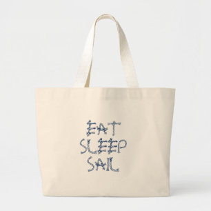 Eat Sleep Sail, nautical sailing rope knots Large Tote Bag