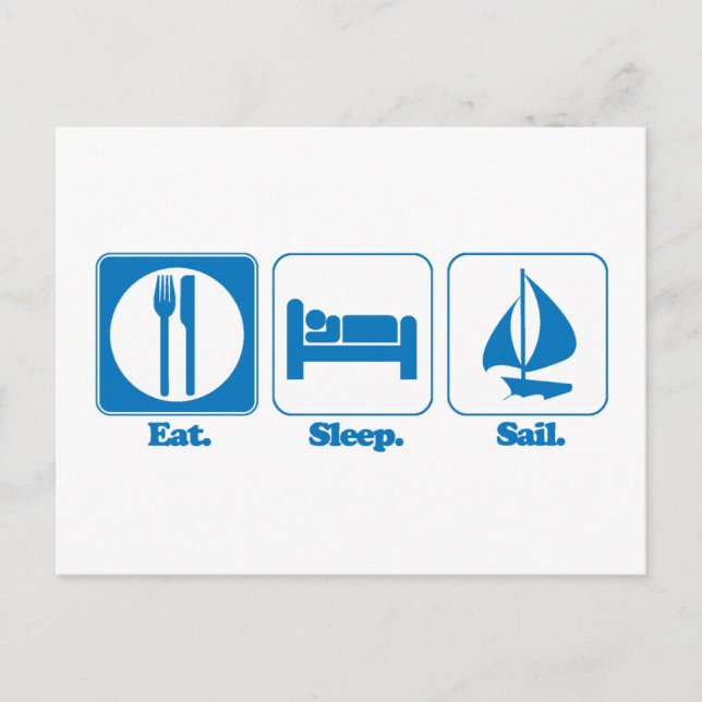 eat sleep sail postcard (Front)