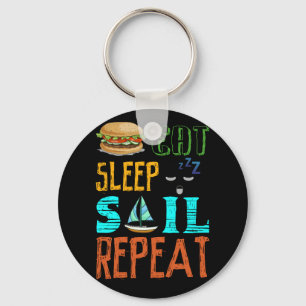 Eat Sleep Sail Repeat Funny Sailing Sailor Gift Key Ring