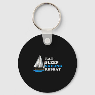 Eat Sleep Sailing Repeat Nautical Boating Humor Qu Key Ring