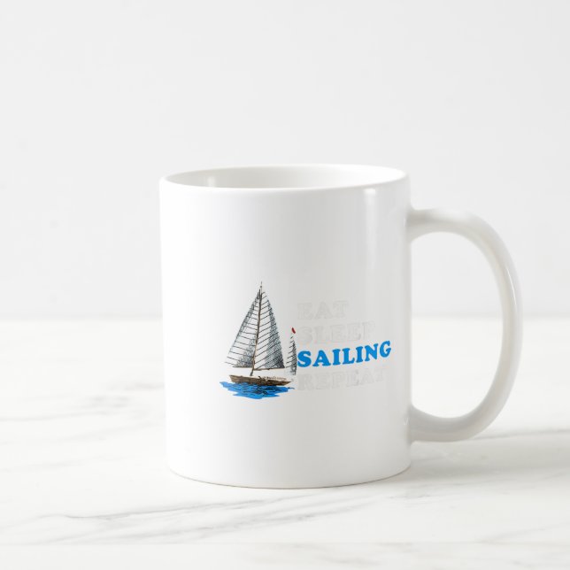 Eat Sleep Sailing Repeat Nautical Boating Humour Q Coffee Mug (Right)