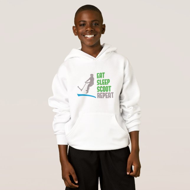Eat sleep SCOOT Repeat, stunt scooter hoodie hoody (Front Full)
