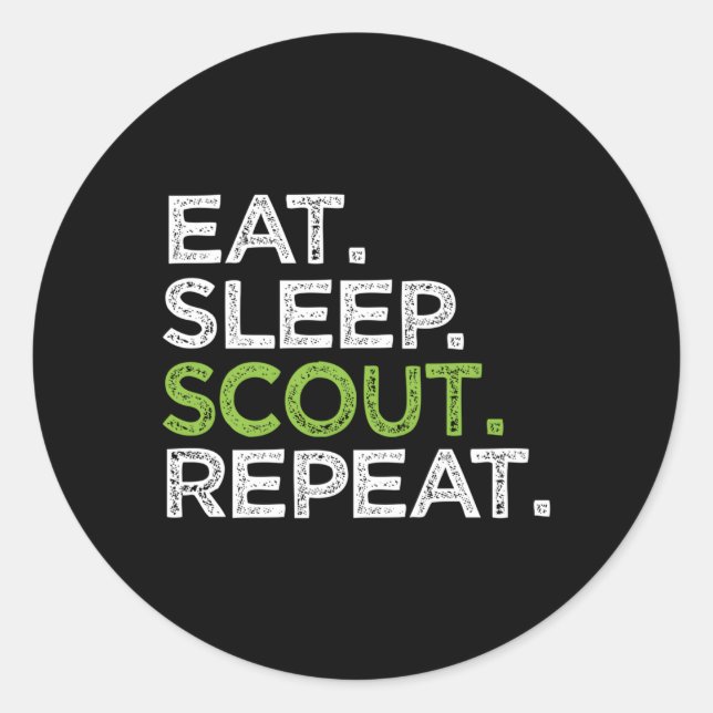 Eat Sleep Scout Repeat Cub Love Scouting Leader Classic Round Sticker (Front)