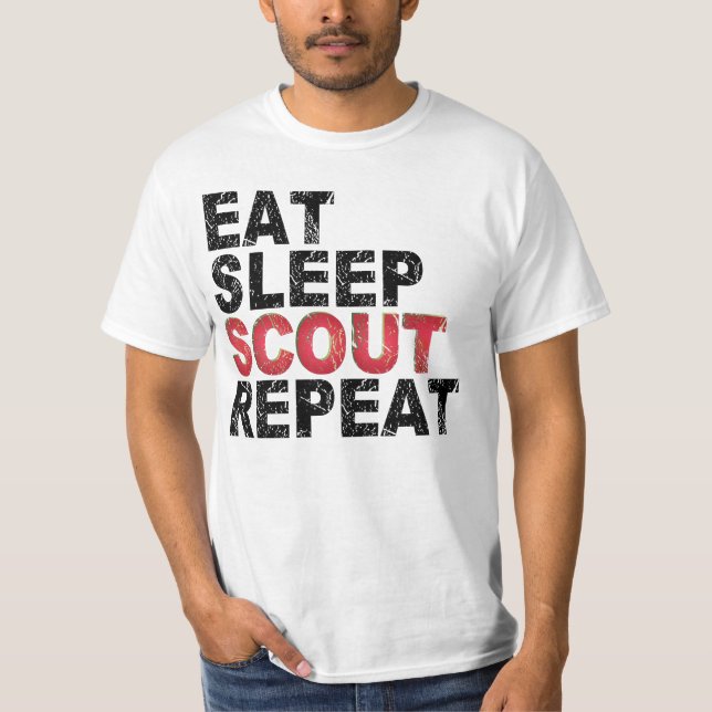 Eat Sleep Scout Repeat Funny Scouting Outdoor Gift T-Shirt (Front)