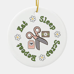 Eat Sleep Scrap Repeat Ornament