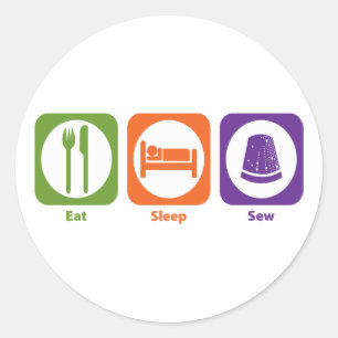 Eat Sleep Sew Classic Round Sticker