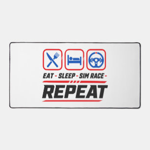 Eat sleep sim race repeat for sim racing fans desk mat