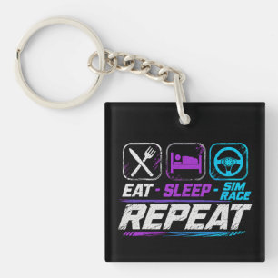 Eat sleep sim race repeat for sim racing fans key ring