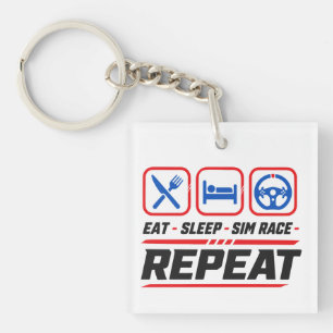 Eat sleep sim race repeat for sim racing fans key ring