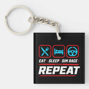 Eat sleep sim race repeat for sim racing fans key ring