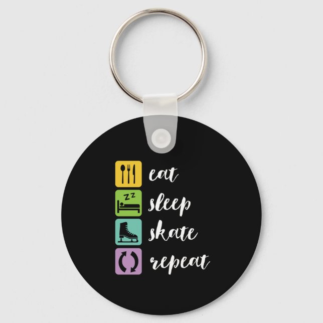 Eat Sleep Skate Funny Figure Skaters Ice Skating Key Ring (Front)