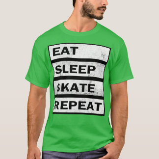 Eat Sleep Skate Repeat Distressed Design T-Shirt