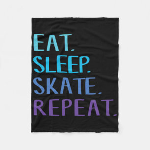 Eat Sleep Skate Repeat - Ice Or Roller Skating Tee Fleece Blanket