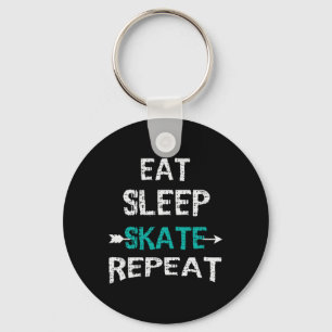 Eat Sleep Skate Repeat Ice Skating Hockey Skateboa Key Ring