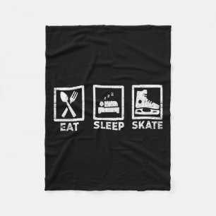 Eat Sleep Skate Repeat Ice Skating Life Minimal St Fleece Blanket