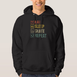 Eat Sleep Skate Repeat Retro Vintage Style Roller Hoodie