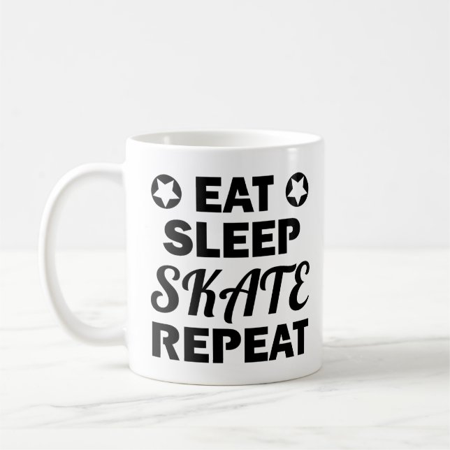Eat Sleep Skate Repeat, Roller Derby Coffee Mug (Left)