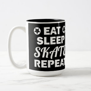 Eat Sleep Skate Repeat, Roller Derby Two-Tone Coffee Mug