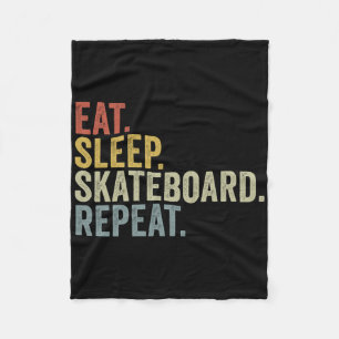 Eat Sleep Skateboard Repeat Funny Skateboarding Fleece Blanket