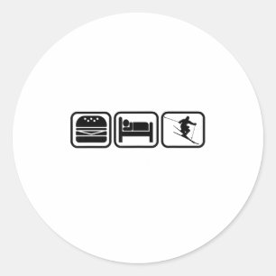 Eat, Sleep, Ski & Repeat _ I Love Skiing All D Classic Round Sticker