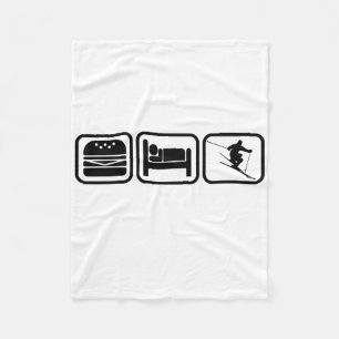 Eat, Sleep, Ski And Repeat I Love Skiing All Day Fleece Blanket
