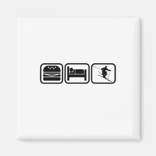 Eat, Sleep, Ski And Repeat I Love Skiing All Day Magnet