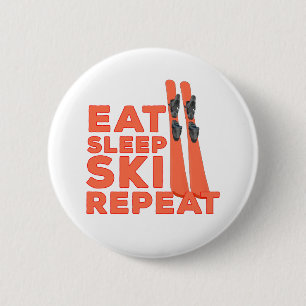 Eat Sleep Ski Repeat 6 Cm Round Badge