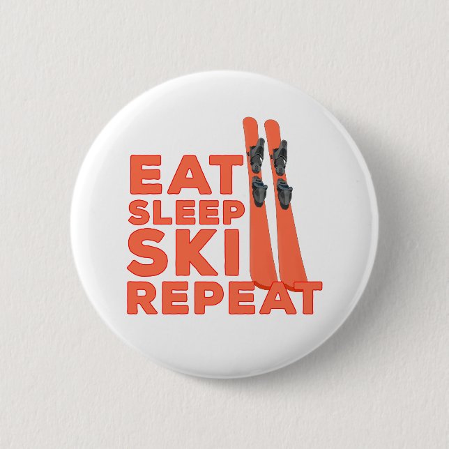 Eat Sleep Ski Repeat 6 Cm Round Badge (Front)