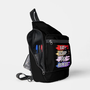 Eat Sleep Ski Repeat Bold Ski Lover Design Sling Bag