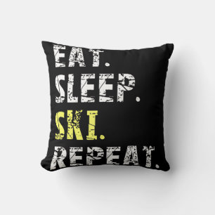 Eat Sleep Ski Repeat - Fun Skiing Gift Cushion
