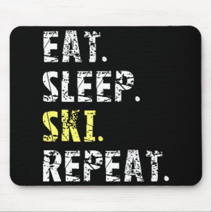 Eat Sleep Ski Repeat - Fun Skiing Gift Mouse Mat