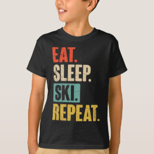 Eat Sleep Ski Repeat - Funny Retro Vintage Skiing T-Shirt