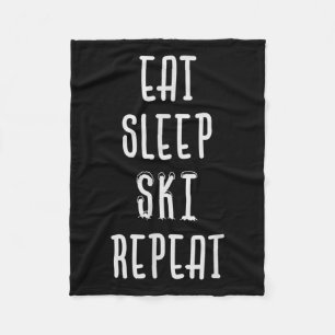 Eat Sleep Ski Repeat Funny Skiing Skier Gift Fleece Blanket