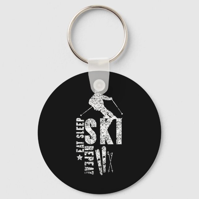 Eat sleep ski repeat  key ring (Front)