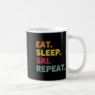 Eat Sleep Ski Repeat Ski Winter Holiday Skiing Ret Coffee Mug