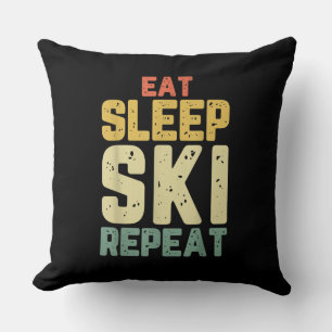 Eat Sleep Ski Repeat Skiing Skier Funny Lover Gift Cushion