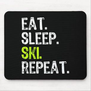 Eat Sleep Ski Repeat Skiing Skier Lover Funny Mouse Mat