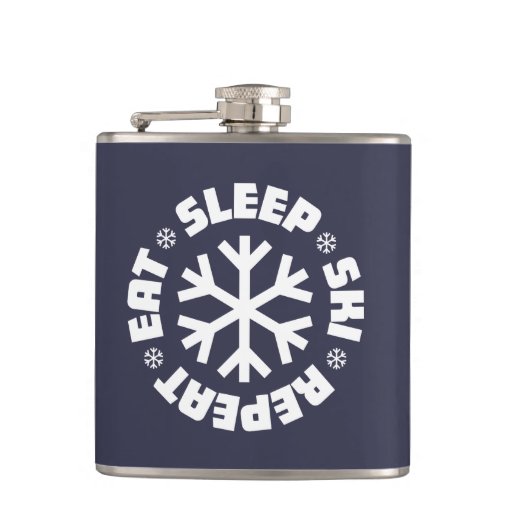 Image of Eat Sleep Ski Repeat (white graphic) Hip Flask