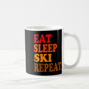 Eat sleep ski repeat winter mountains skiing lodge coffee mug
