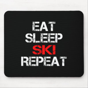 Eat Sleep Ski Repeat Winter Mountains Skiing Lodge Mouse Mat