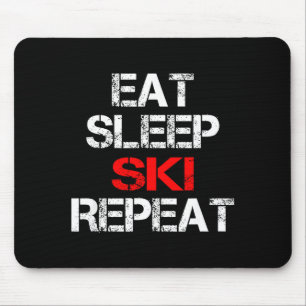 Eat sleep ski repeat winter mountains skiing lodge mouse mat