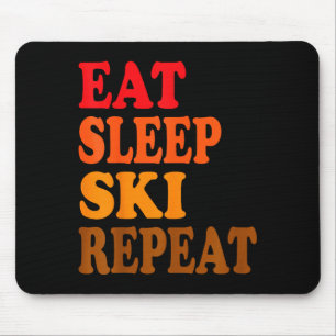 Eat sleep ski repeat winter mountains skiing lodge mouse mat