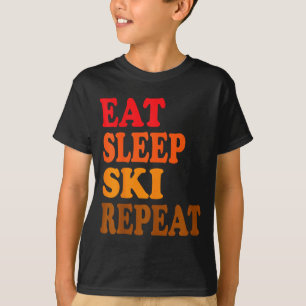 Eat sleep ski repeat winter mountains skiing lodge T-Shirt