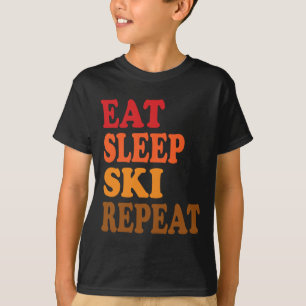 Eat Sleep Ski Repeat Winter Mountains Skiing Lodge T-Shirt